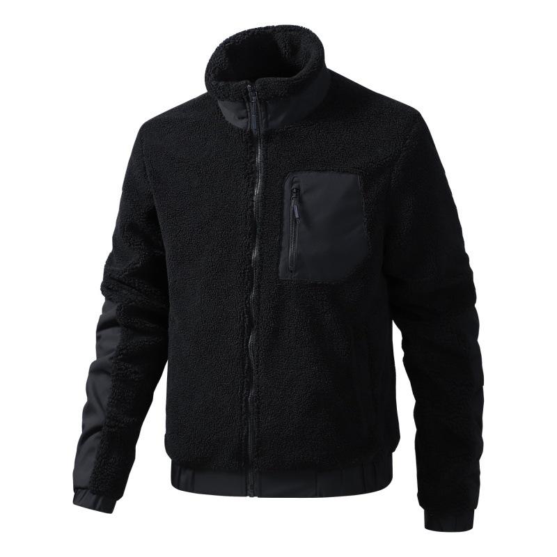 Men's Lambswool Fleece Stand Collar Jacket - Autumn/Winter Casual Cardigan