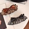 Plaid Small Fragrant Wind Bow Grab Clip Female Back Head Hairpin Vertical Banana Clip High Ponytail Banana Clip Hair Jewelry