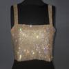 Top corto con strass scintillanti per feste 2022 Top corto senza spalline alla moda con diamanti pieni di paillettes Cami Top corto per le donne