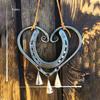 Lucky Love Wind Chime Retro Horseshoe Wind Chime Wall Hanging Ornament Metal Heart Shaped Decor for Patio Outdoors Garden Window