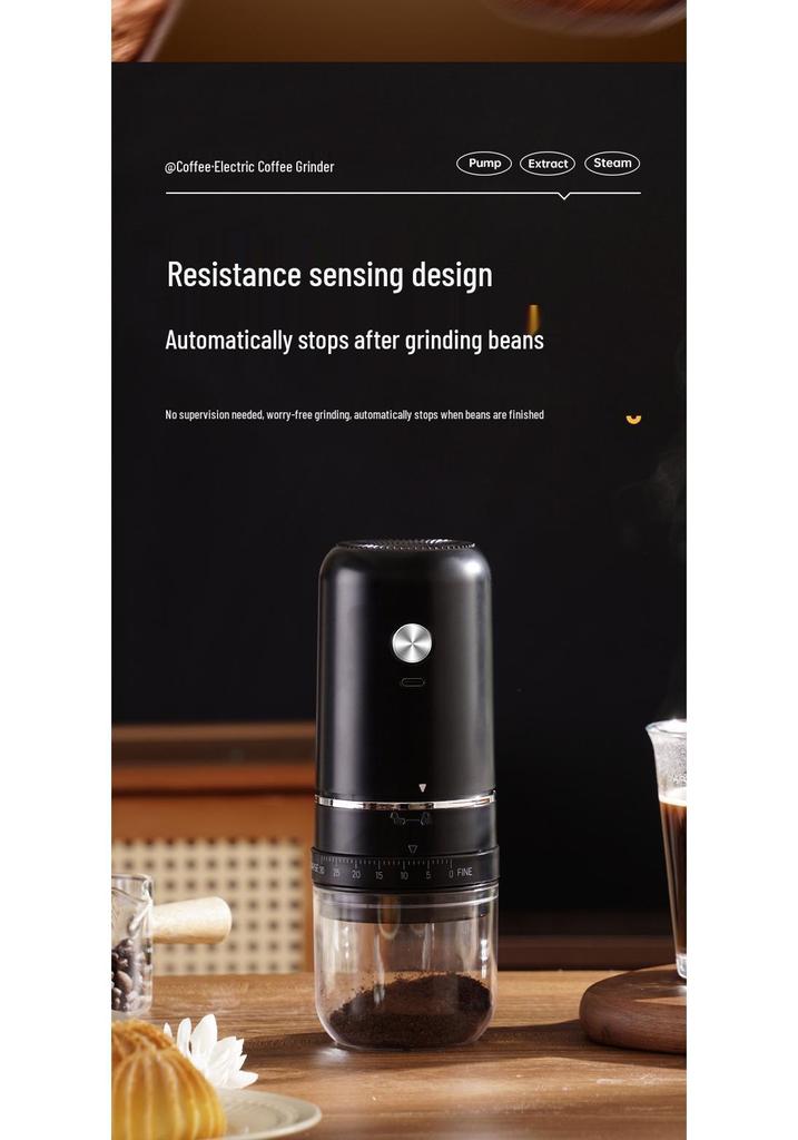 Electric Coffee Bean Grinder with Adjustable Coarseness - Compact Italian Style for Hand Pour and Fine Grinding.