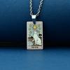 Stainless Steel Cat Tarot Card Necklace for Men Women Animal Divination Jewelry Accessory