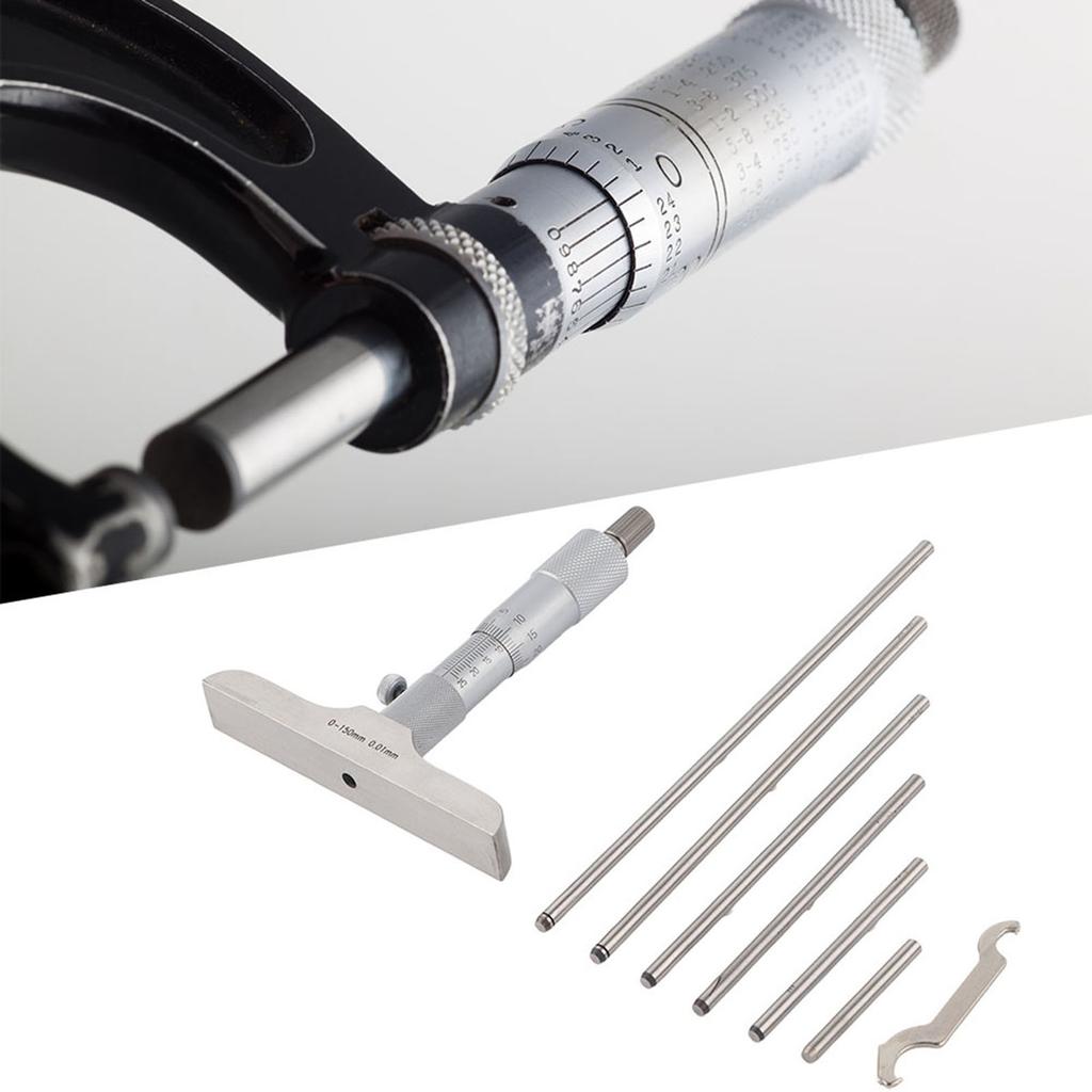 High Accuracy Round Head Depth Micrometer Gauge Gage Measuring Tool(0150mm 6in)