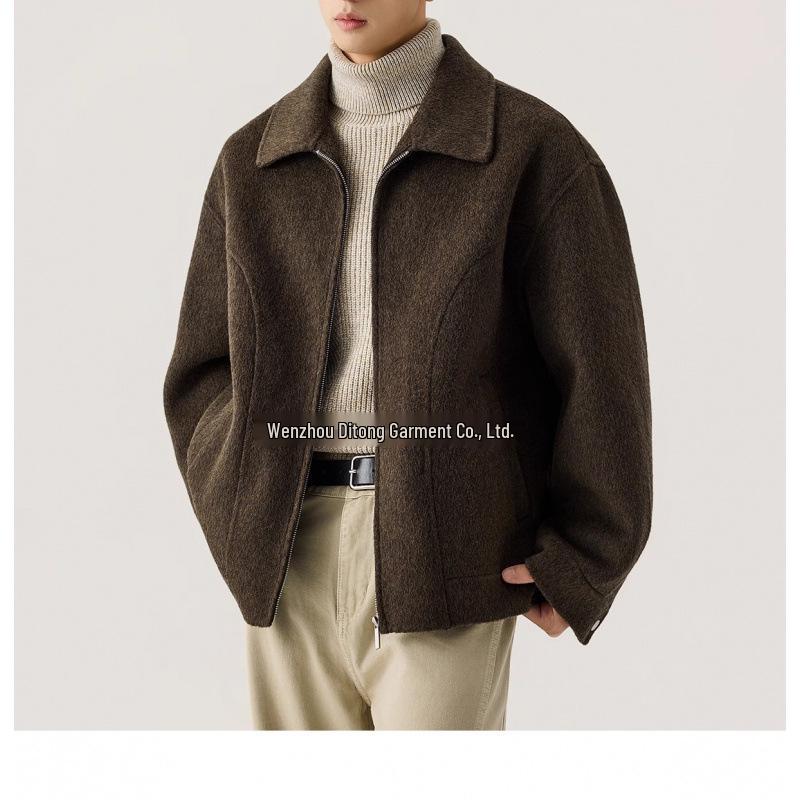 Italian Vintage Style Men's Double-Faced Wool Lapel Coat