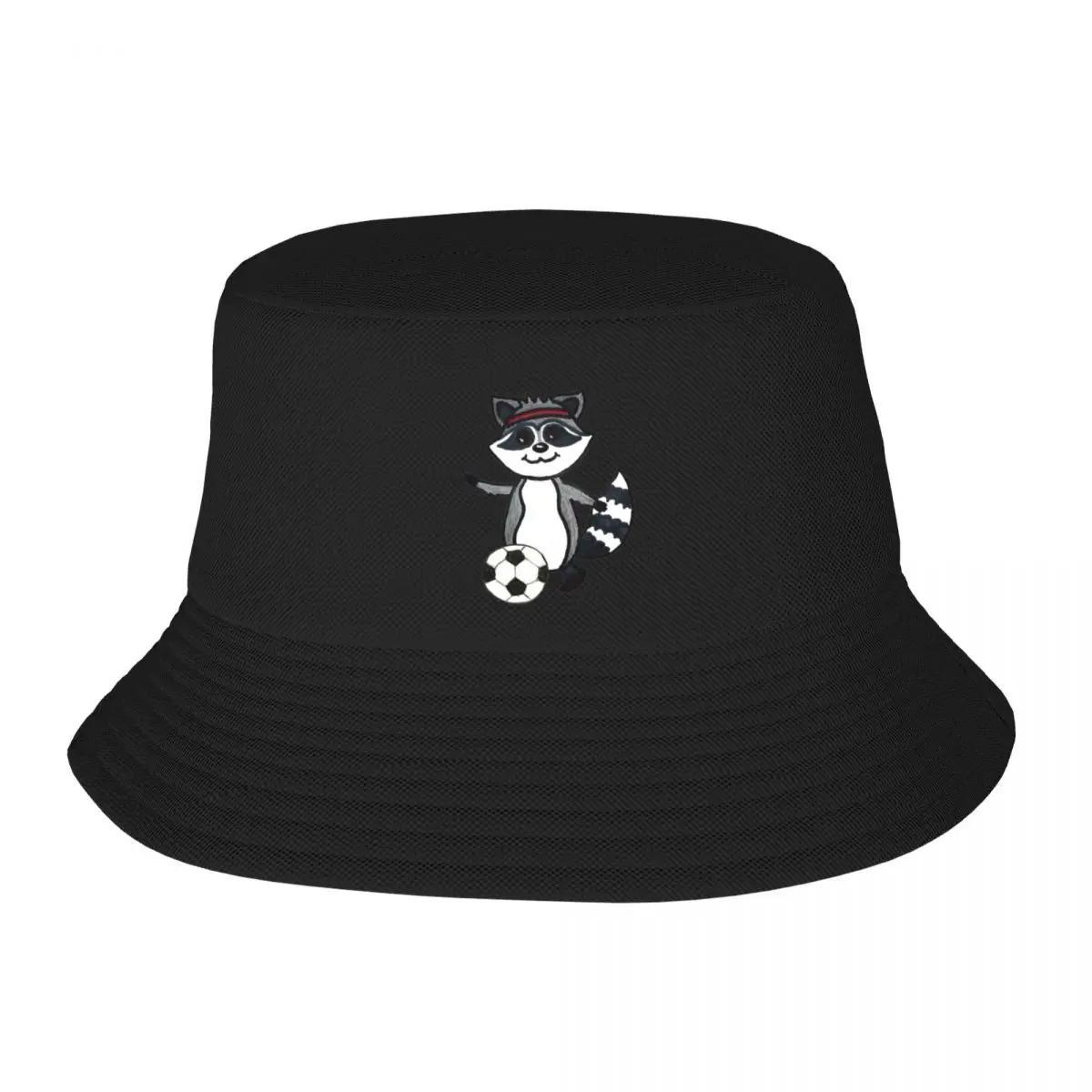New Raccoon Playing Soccer Bucket Hat Hiking Hat Cap Unisex Snapback Cap Birthday Hats For Women Unisexs