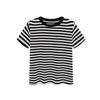 Hong Kong Style Chic Striped Cotton Slimming Tee - Women's Versatile Summer Short-Sleeve Top