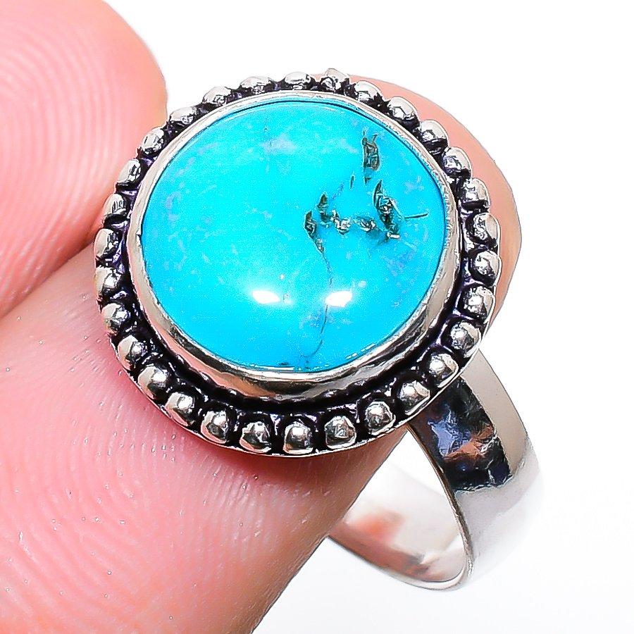 Sleeping Turquoise Gemstone Handmade 925 Sterling Silver Jewelry Ring Size 10