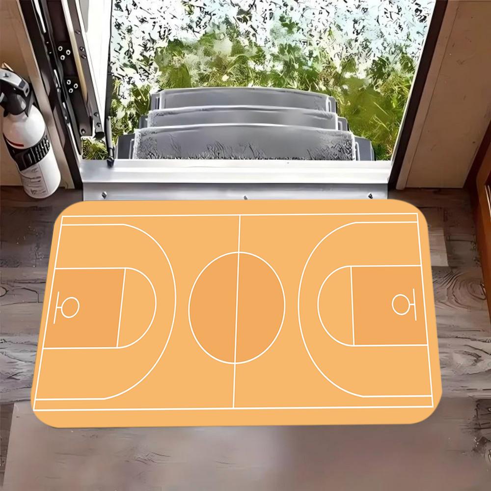 Basketbalveld Tapijt Antislip Deurmat Basketbalveld Patroon Welkom Kleed voor Sportfan Slaapkamer Entree Woondecoratie 30x50cm