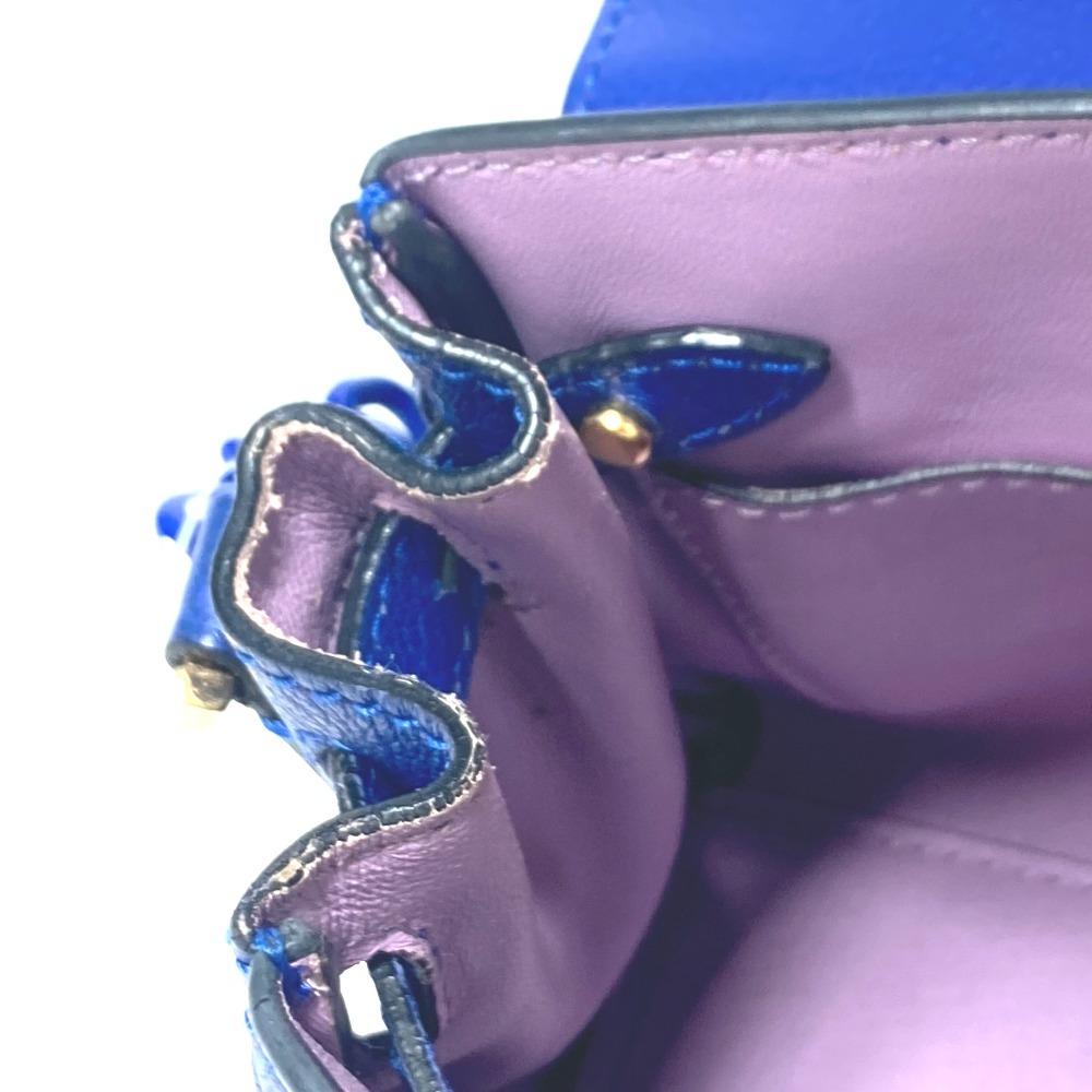 Versace Medusa Logo 2WAY Chain Shoulder Bag Hand Bag Leather Blue