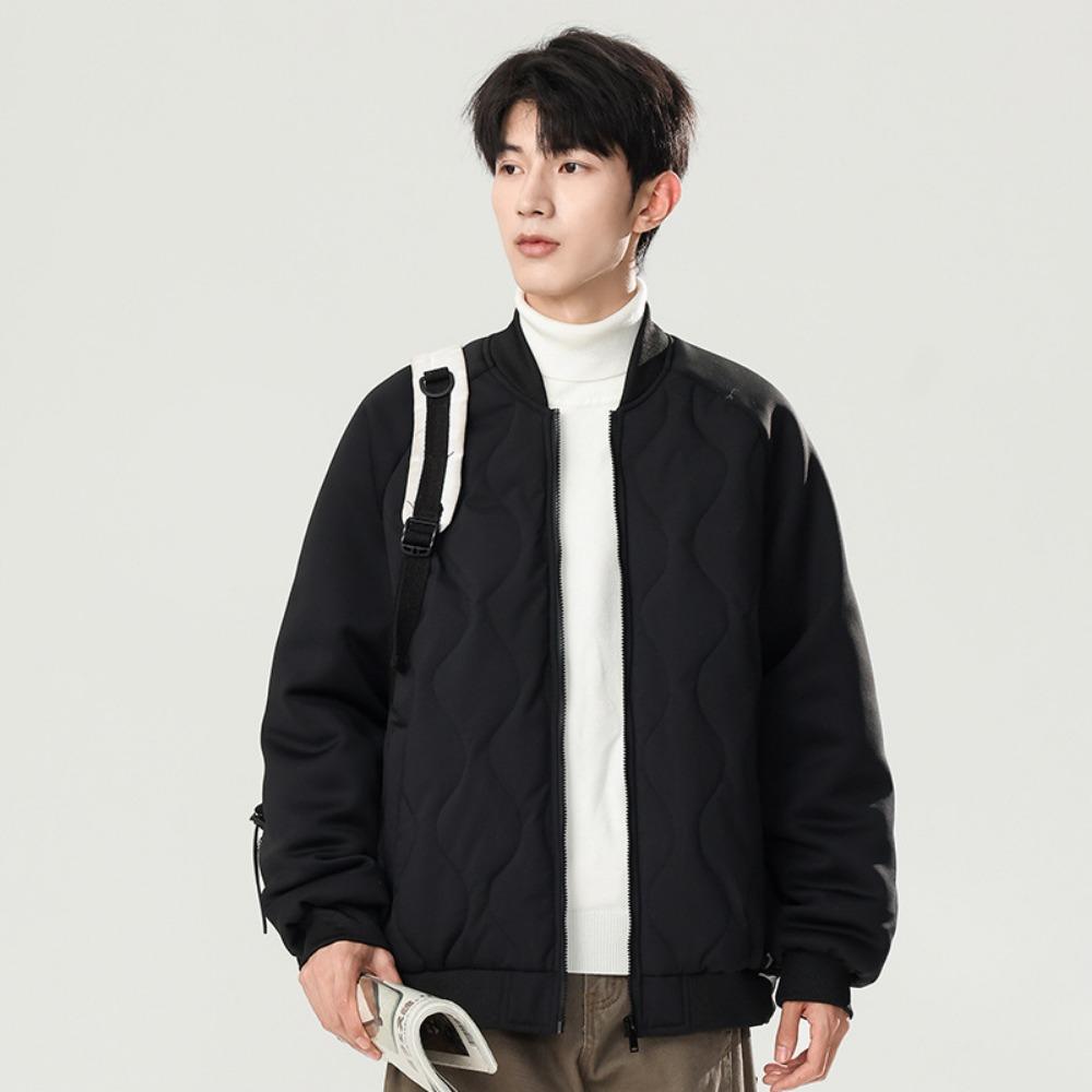 Men's Autumn Jacket Men's Trendy Brand Casual Versatile Stand-Up Neck Cotton Jacket Baseball Neck Windproof Warm Cotton Jacket Men's