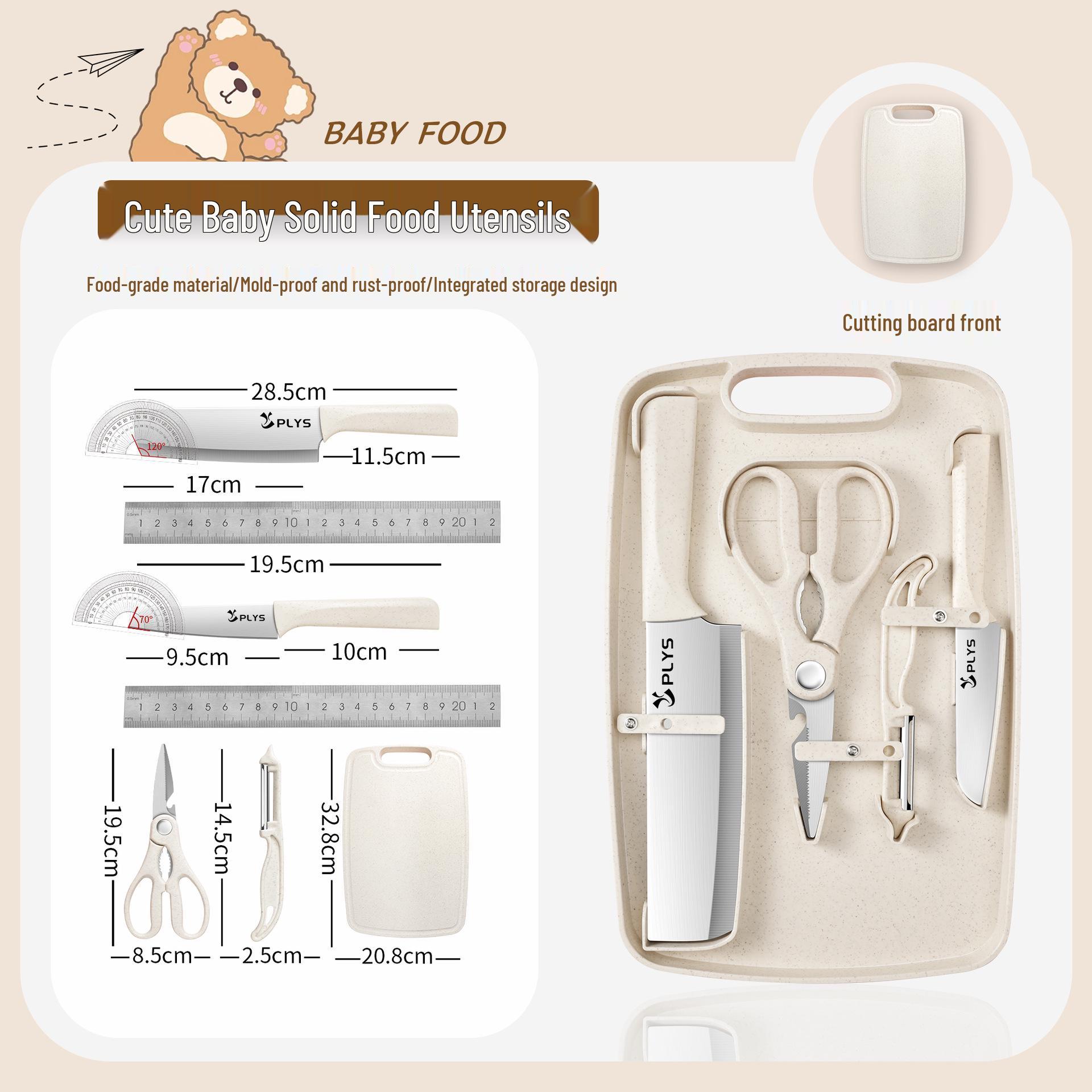Three-Piece Kitchen Set: Cutting Board & Knife Combo for Baby Food & Fruit