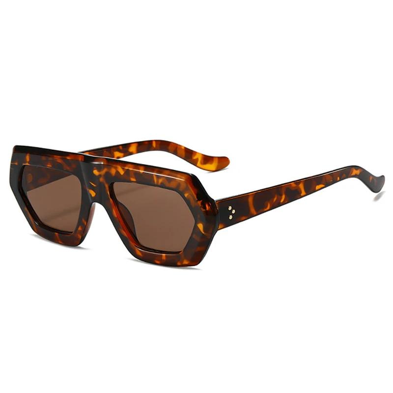 Fashion Square Women Gradient Sunglasses Leopard Shades Retro Men Clear Lens Glasses Frame UV400
