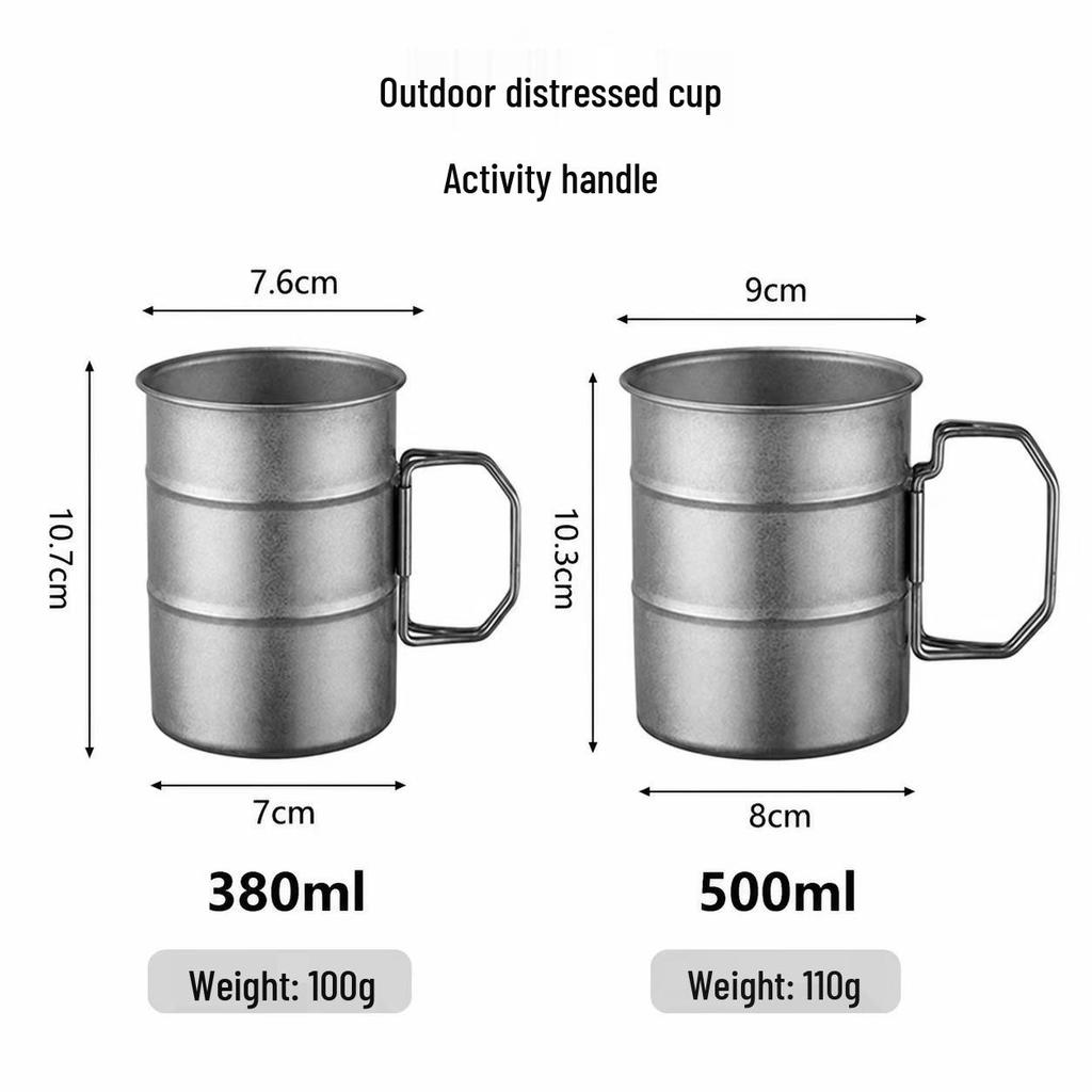 Tasse de camping portable en acier inoxydable 304 pour boissons