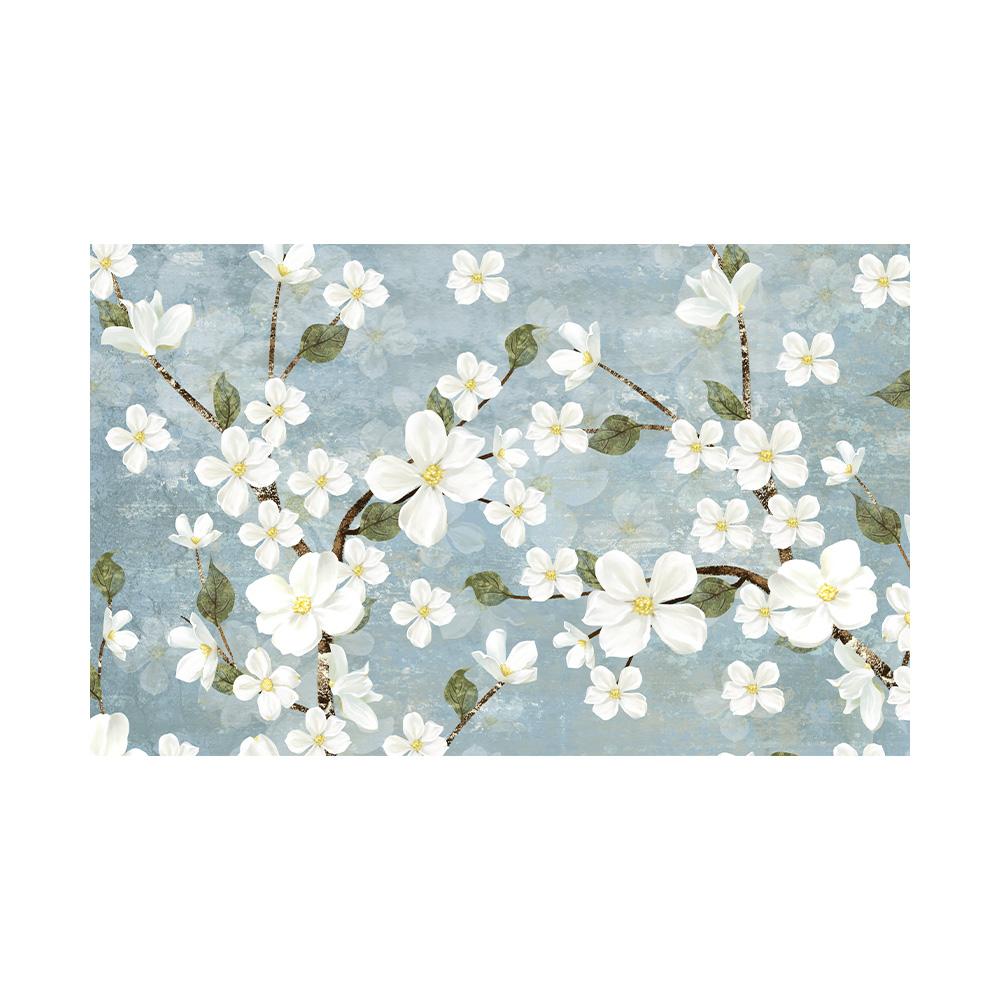 

Минималистичный постер с белыми цветами сливы, настенное искусство, синий цветочный принт на холсте, картина, скандинавское настенное искусство для гостиной, домашний декор 20x30cm