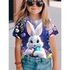Summer Round Neck 3D Printed Top Fashionable Casual Short Sleeved Children's Girl T-shirts