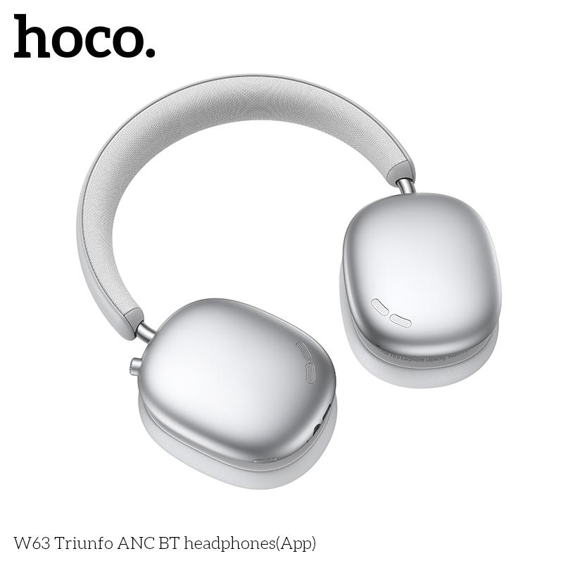 Hoco W63 Triunfo Kablosuz Kulaklık, Bluetooth 5.4, ANC'li, Uygulama Kontrollü, 55 Saat Çalma Süresi, Rahat Kulak Üstü Tasarım