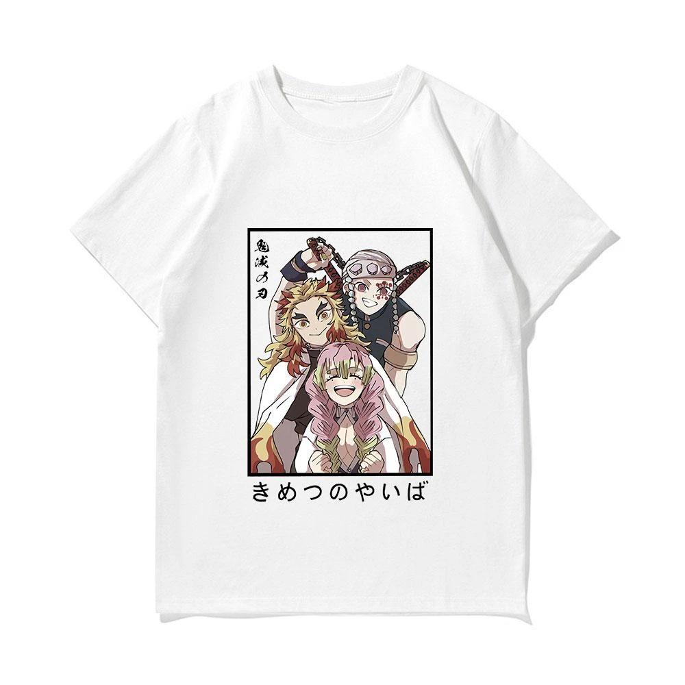 Anime Demon Slayer Printed T-shirt, Men's Casual Loose Harajuku Short-sleeved Top T-shirt, Summer Fashion O-neck T-shirt
