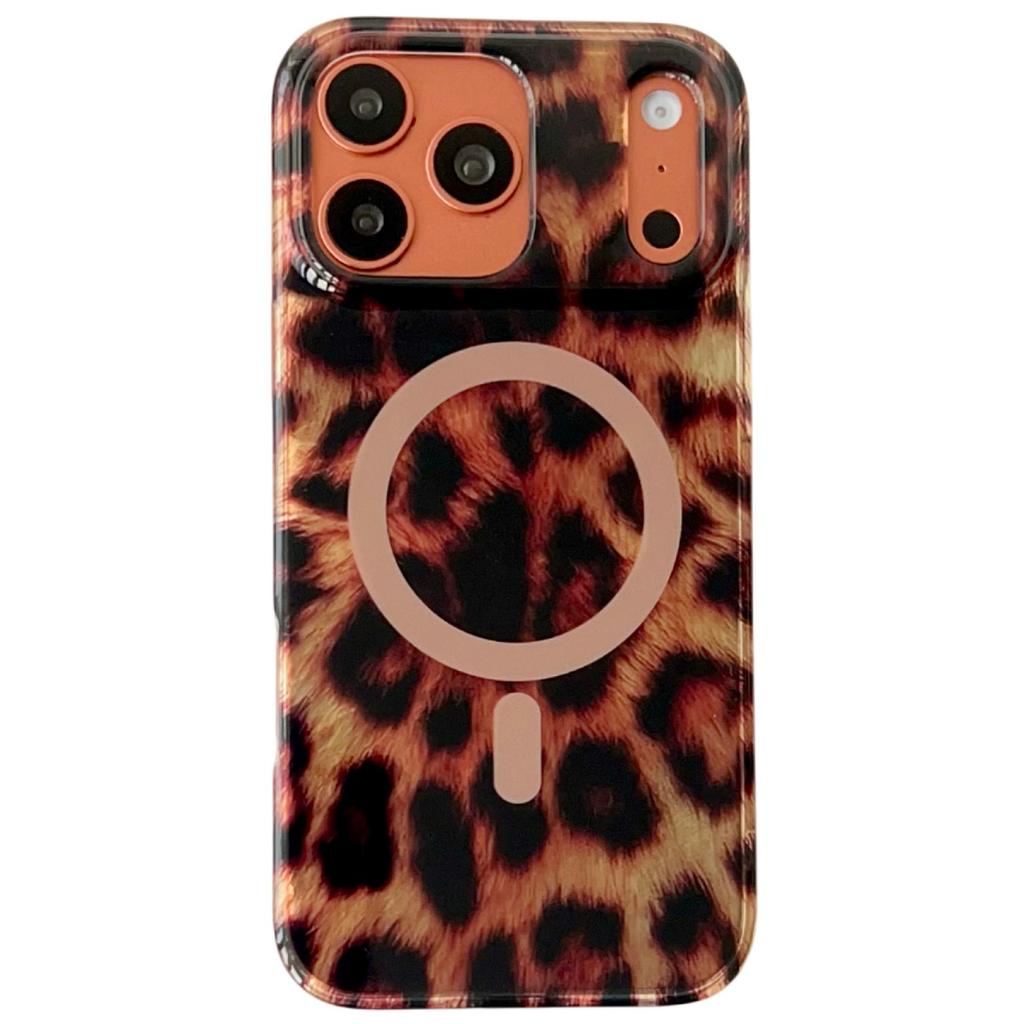 For iPhone 17 Pro Max Case Compatible with MagSafe IMD Leopard Print TPU PC Phone Cover