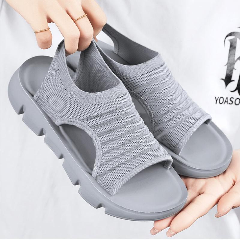 

Summer hollow fish mouth women s sandals with polyurethane soft sole, comfortable mother s shoes 36 сірий