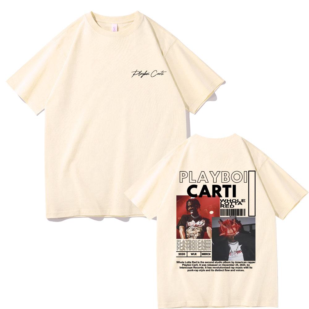 Rapper Playboi Carti Whole Lotta Red 2020 Album Graphic Tshirt Men Hip Hop Vintage T-shirt Short Sleeve Street Oversized T Shirt