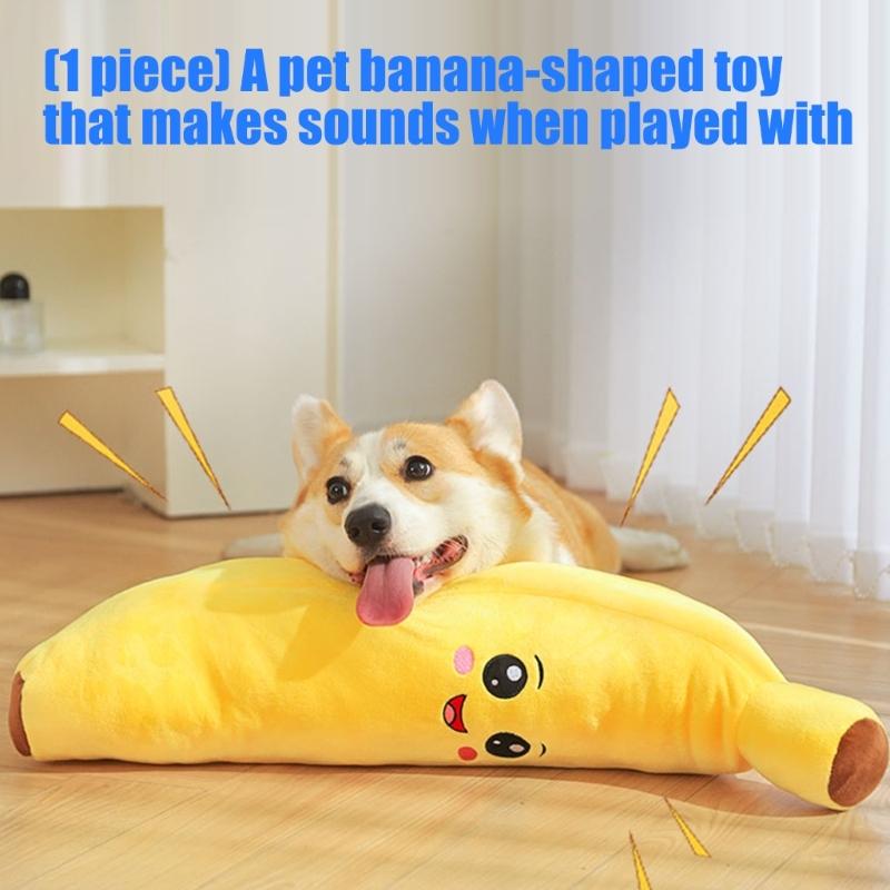 Engaging Noise Producing Banana Fabric Companion Long Banana Safe For Aggressive Chewers
