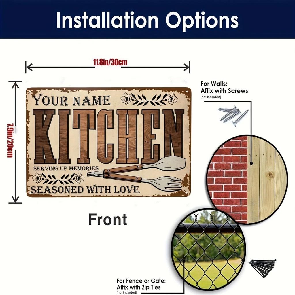 Personalized Retro Kitchen Tin Sign Home Wall Decor