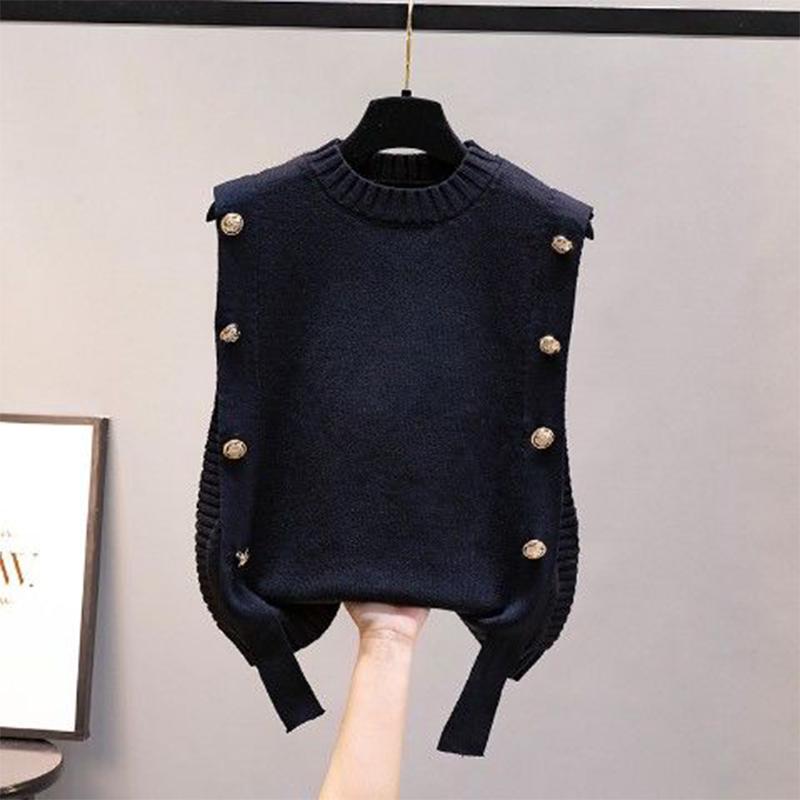 Frühling Herbst Koreanischen Stil Gestrickte Weste mit Lose Ärmellose Pullover für frauen Oberbekleidung Feste Weste
