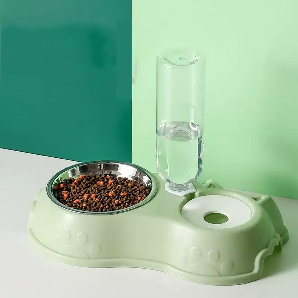 Dog Bowls, Food and Water Bowl Set with Water Dispenser and Stainless Steel Bowl for Cats and Small Dogs -