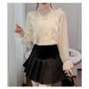 Camicetta in Chiffon Morbido con Pizzo e Volant Stile Francese per Donna Autunno con Design Unico e Stile Chic
