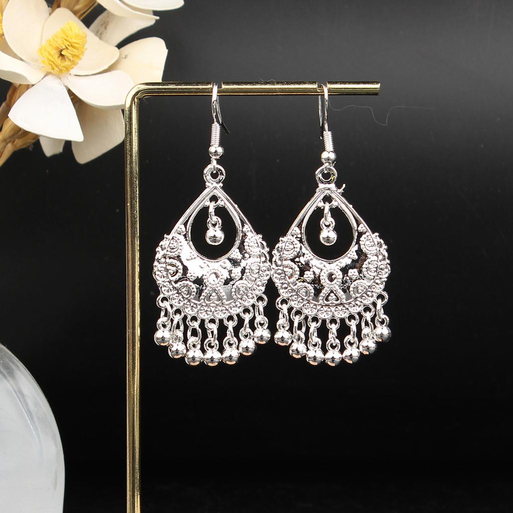 Turquoise Earrings Bohemian Drop Ear Earrings with Tassels, Geometric Alloy, Retro Style, Boastful Ear Accessories