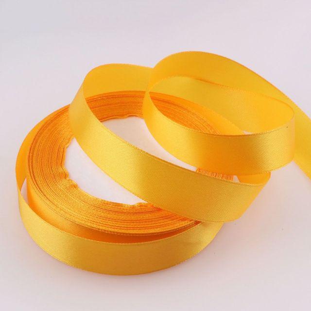 1-1/2 Inches 25 Yards golden Satin Ribbon, Solid Fabric Ribbon Roll for Flower Bouquets, Gift Wrapping, Wedding, Handmade Crafts