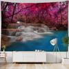Tapestry wall hanging, home decoration, jungle waterfall, flower forest, room wall background, living room, bedroom decoration