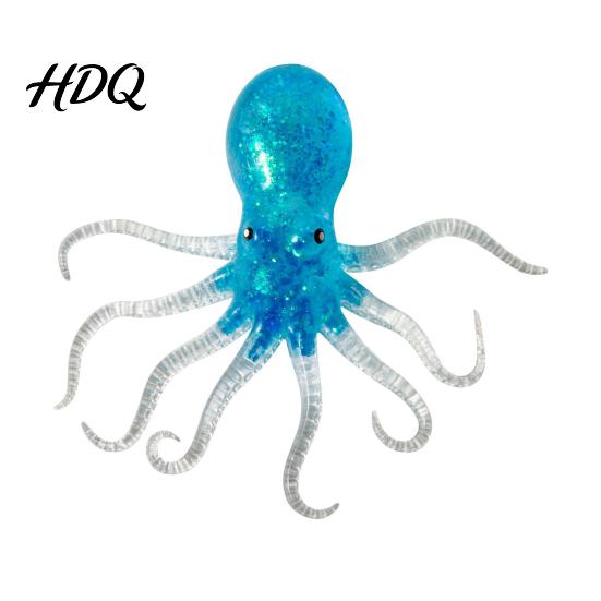 Handheld Stress Reliever Mini Glitter Octopus Squeeze Toy, Simulated Relief Sea Animal Fidget Toy Soft Shaped for Relaxation