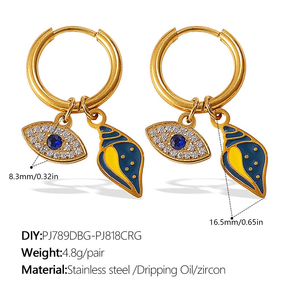Ocean Wind DIY Dripping Octopus Turtle Pendant Earrings Stainless Steel Gold-plated Cute Earrings