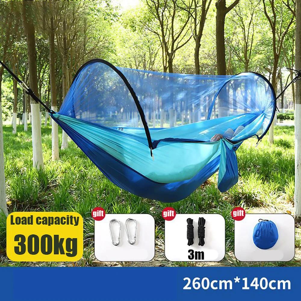 

NEW Quickly Install Hammock with Mosquito Net Nylon Knitted Fabric Very Suitable for Outdoor Camping Mosquito Net Hammock