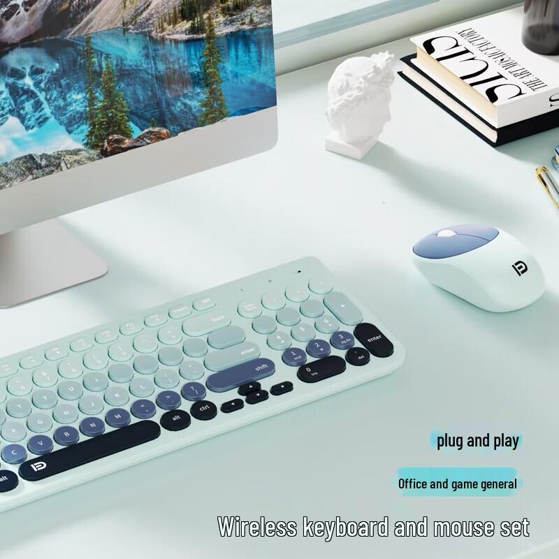 Fude IK6632 Wireless Retro Keyboard and Mouse Combo