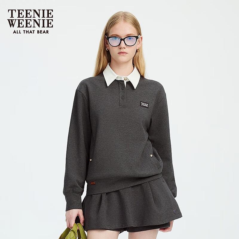 Teenie Weenie Women's Bear Logo Polo Neck Sweatshirt