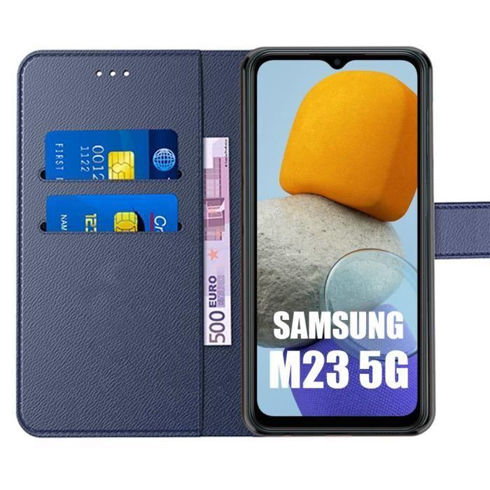 Coque pour Samsung Galaxy M23 5G Protection Cuir Synthétique Anti-Rayures - Bleu Marine