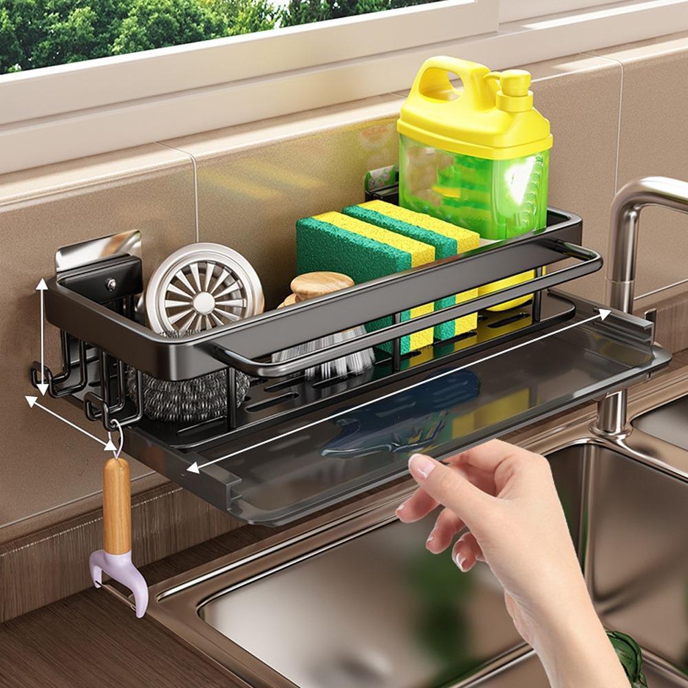 Aluminum Kitchen Storage Rack with Tray Storage Organizer  Household Organization