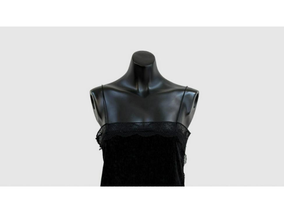 2026 Spring/Autumn Korean Chic Lace Patchwork Velvet Camisole Dress One Size чёрный