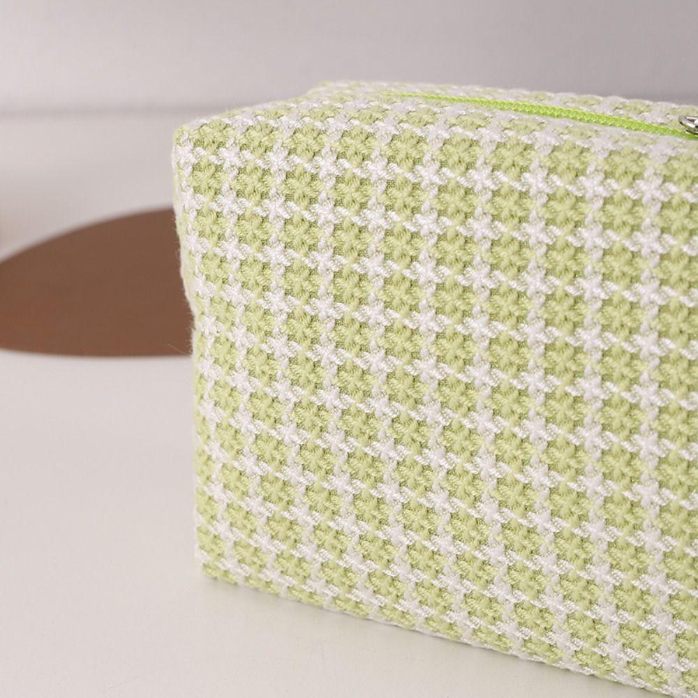 Large Capacity Cosmetic Storage Bag INS Simplicity Pen Box Woven Pencil Case Student Supplies