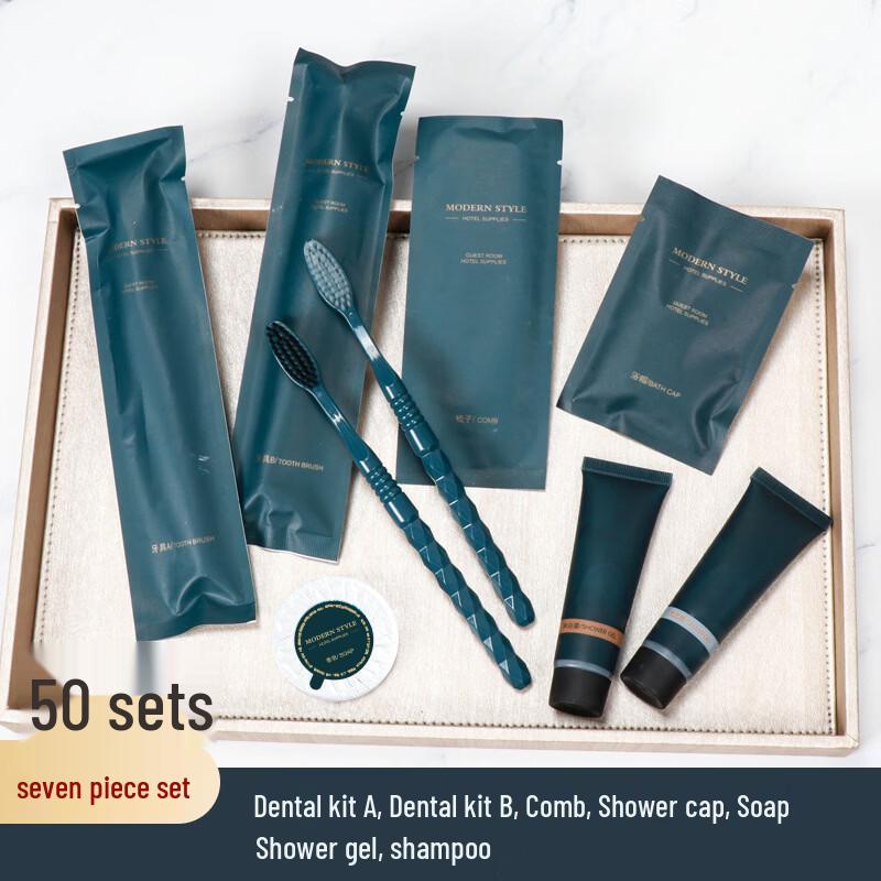 Xinhuarui Disposable 7-Piece Travel Toiletries Set (50 Packs)