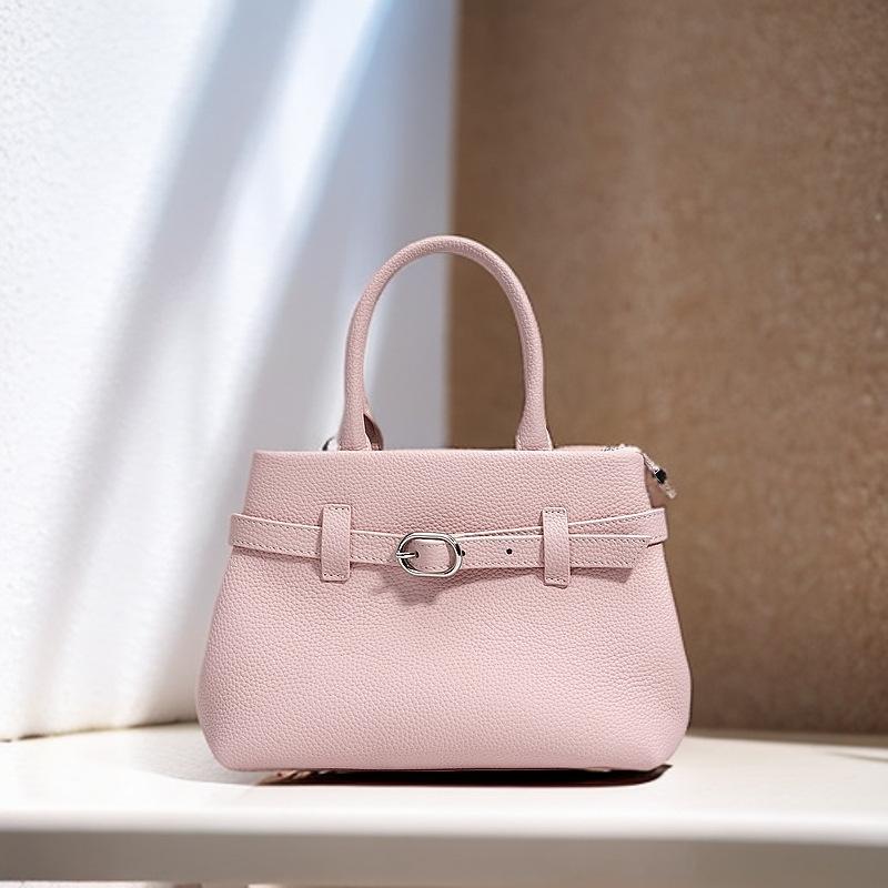 

2025 Новый Стиль Натуральная Кожа Мягкая Кожа Сумка Высокого Класса Модный Минималистичный Дизайн Сумка через Плечо на Одном Ремне Женская Сумка 22x12x17cm розовый