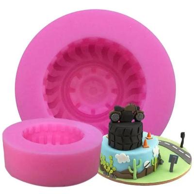 Round Tire Shape Silicone Mold Fondant Cake Decorating Tools 3D Car Wheels Chocolate Molds Handmade Soap Mold