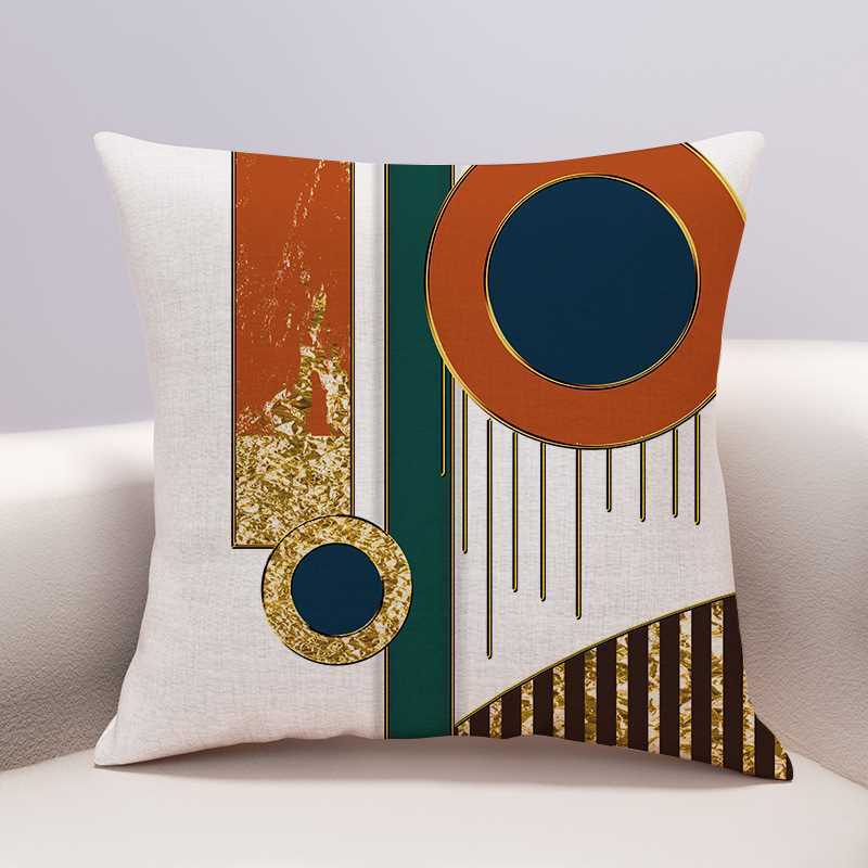 Sofa Cushion Geometric Abstract Cotton Linen Cushion Living Room Large Backrest Pillow Cover with Core