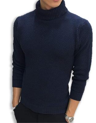 Urucrea Lässiger Strick Uni Stretch Grau Koreanisch Locker Lang Größen L x Passender Schmaler Langer Herrenpullover, Rollkragen, Loungewear, Farbe, Hemd, Gestreift,