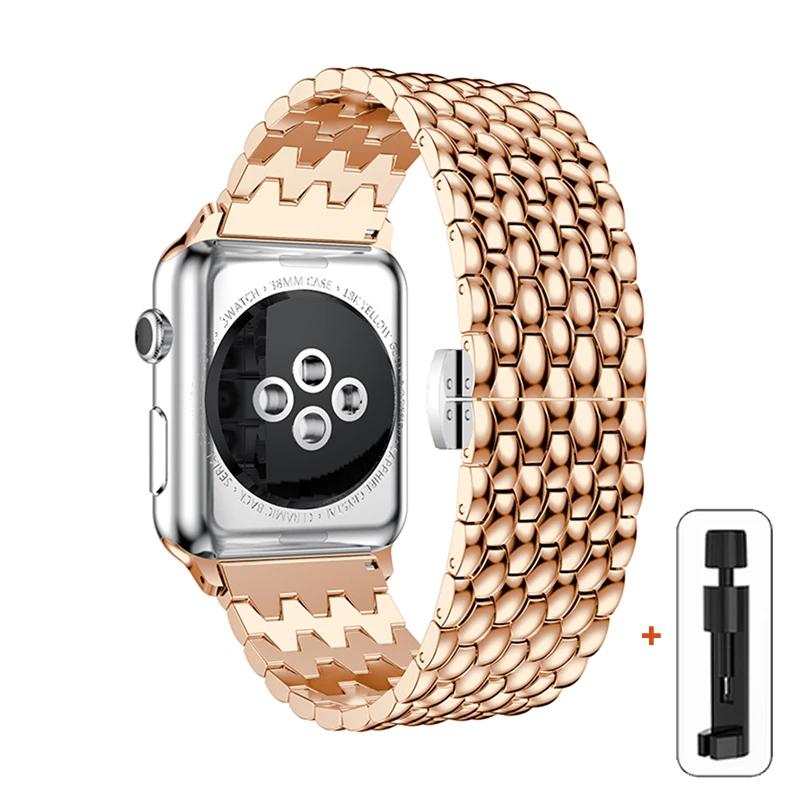 Cinturino in metallo classico per Apple Watch 6 7 8 5 4 Se 44mm 45mm 41mm 40mm 38mm 42mm Bracciale con cinturino per Iwatch Ultra 2 49mm Cinturino con motivo drago