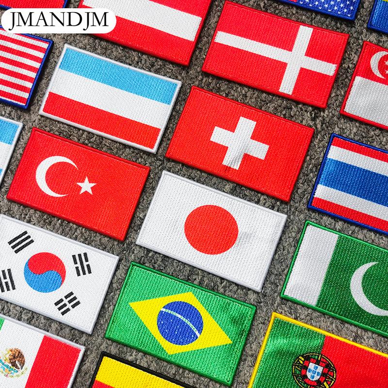 5 Stück Weltflagge Stickerei Stoffaufkleber Armband Klettverschluss DIY Aufnäher Stickerei Stoffaufkleber