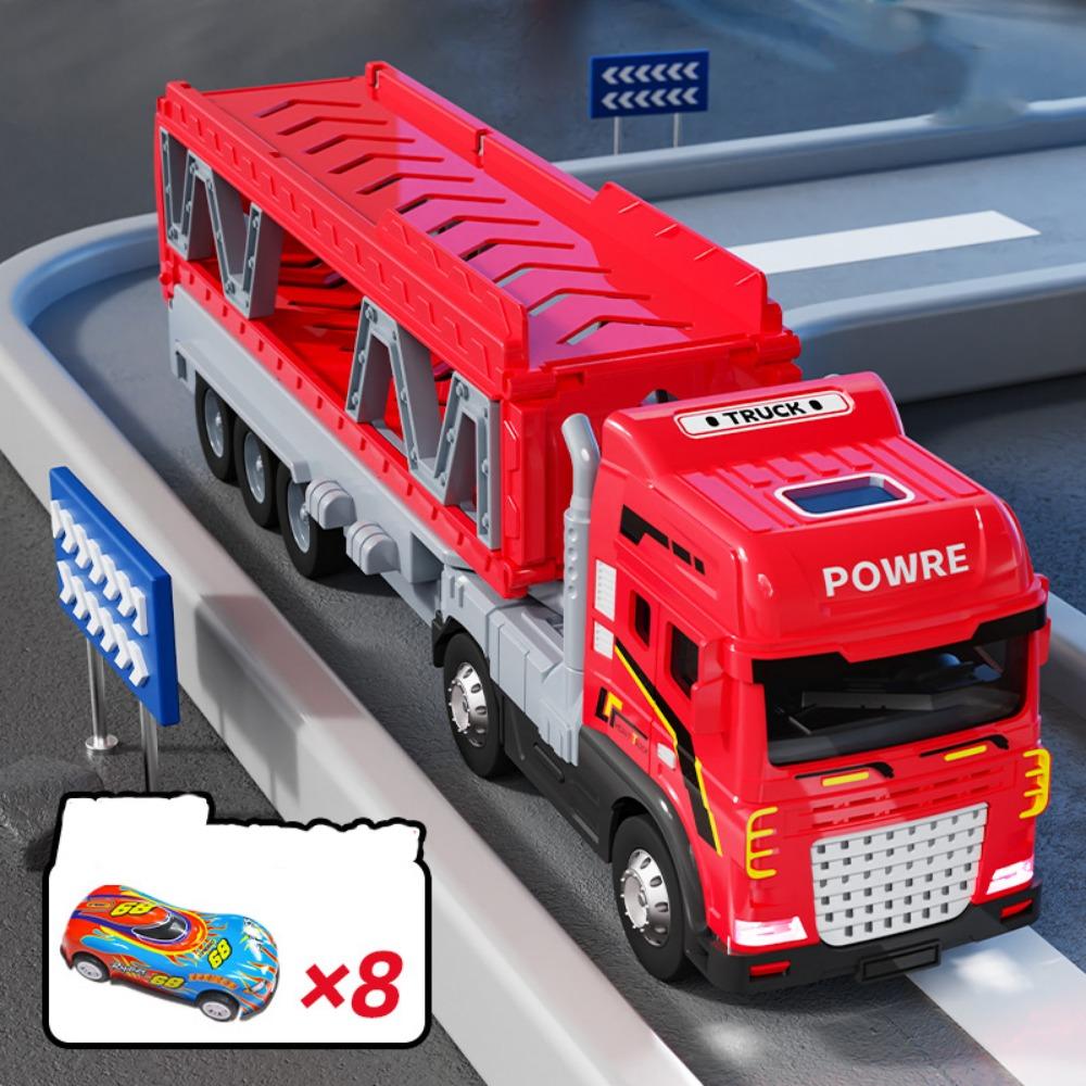 

Car Storage Electric Ejector Orbit Car Pull-Back Double Decker Trailer Toy Kids Toy червоний