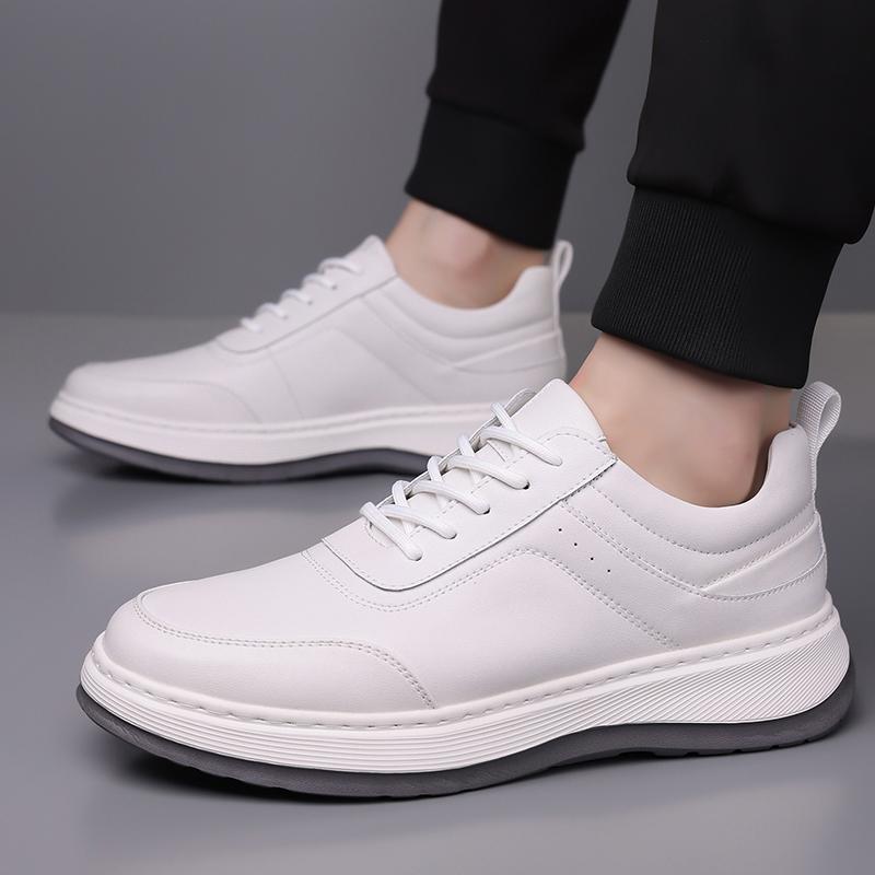 

Shoes for Men Leather Casual Shoes Spring autumn Style Fashi Striped Lace-Up oxfords Leisure Flat Shoes men 44 білий